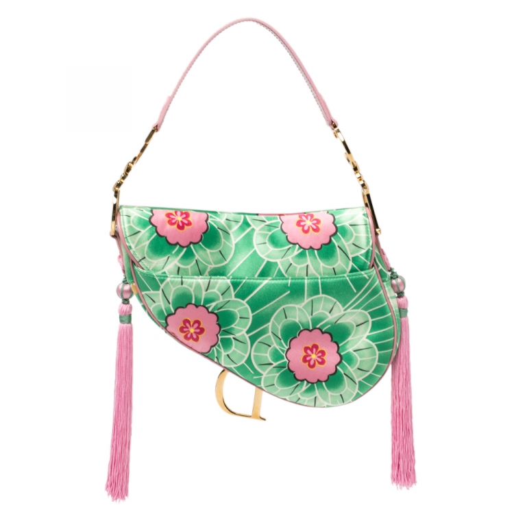 Pre Owned Dior Multicolor Printed Silk Limited Edition 0459 Koi Saddle Bag