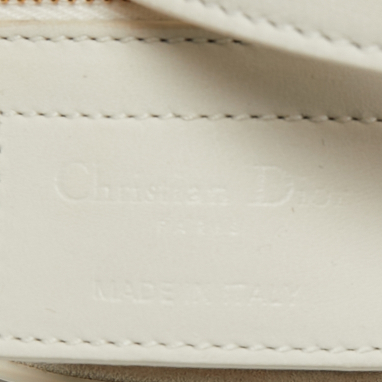 Pre Owned Dior White Leather Saddle Bag