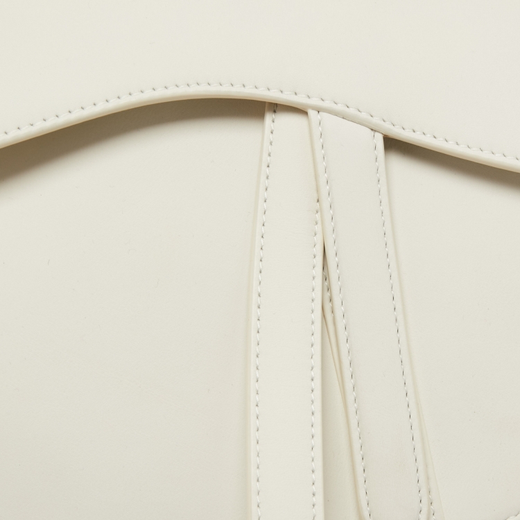 Pre Owned Dior White Leather Saddle Bag