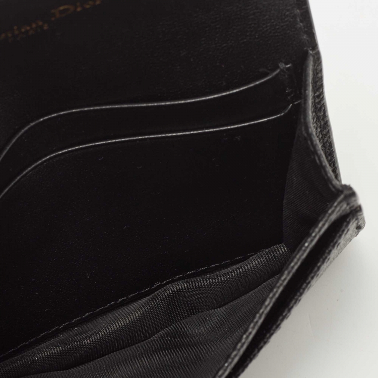 Pre Owned Dior Black Leather Saddle Flap Card Case