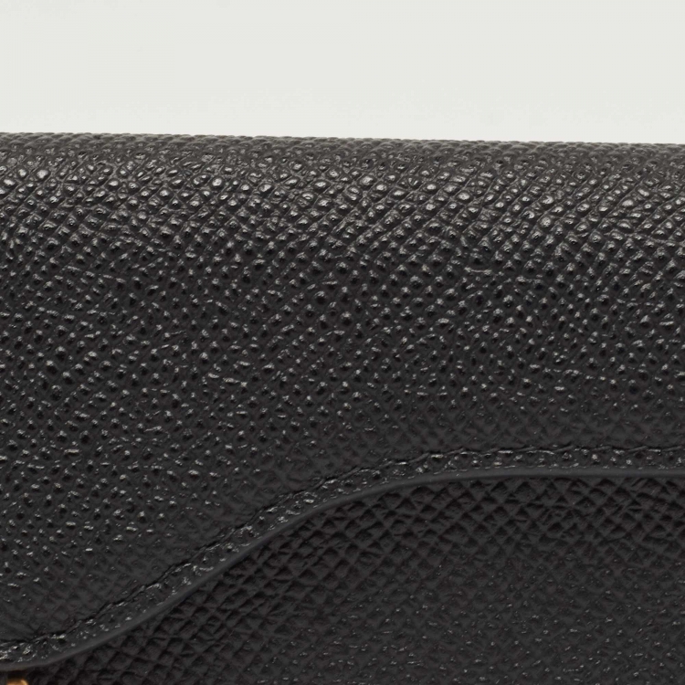 Pre Owned Dior Black Leather Saddle Flap Card Case