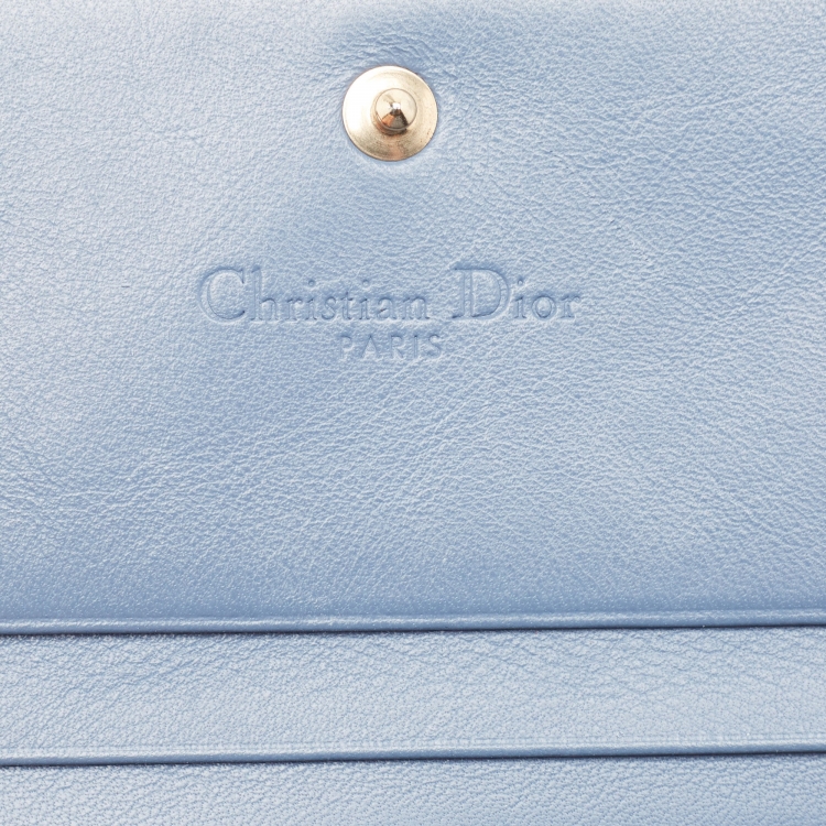Pre Owned Dior Blue Cannage Patent Leather Lady Dior Card Holder