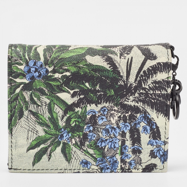 Pre Owned Dior Multicolor Toile de Jouy Print Leather Lady Dior Flap Wallet