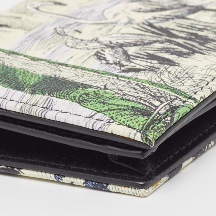 Pre Owned Dior Multicolor Toile de Jouy Print Leather Lady Dior Flap Wallet