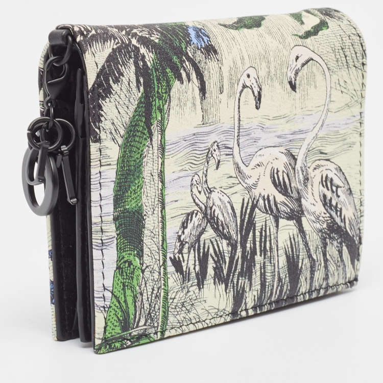 Pre Owned Dior Multicolor Toile de Jouy Print Leather Lady Dior Flap Wallet