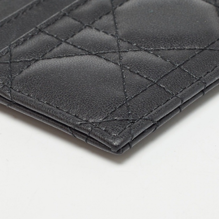 Pre Owned Dior Black Cannage Leather Lady Dior Card Holder