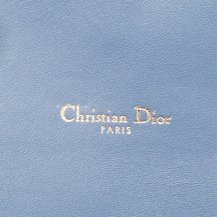 Pre Owned Dior Blue Leather Saddle Wallet on Chain