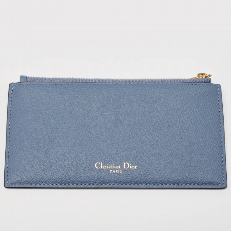 Pre Owned Dior Blue Leather Saddle Wallet on Chain