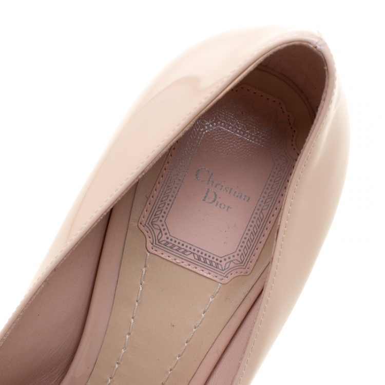 Pre Owned Dior Light Pink Patent Leather Crystal Embellished Pointed Toe Loafer Pumps Size 40