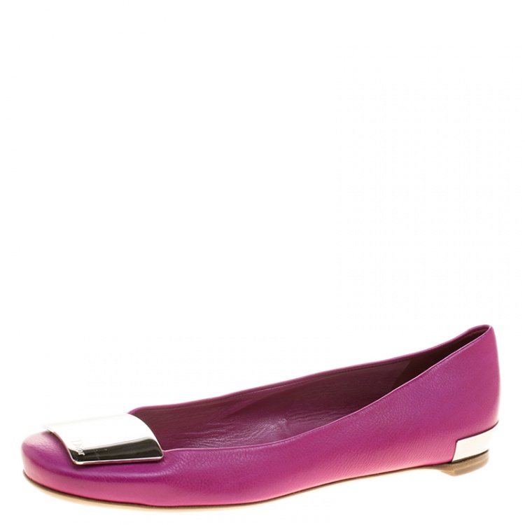 Pre Owned Dior Pink Leather Ballet Flats Size 40