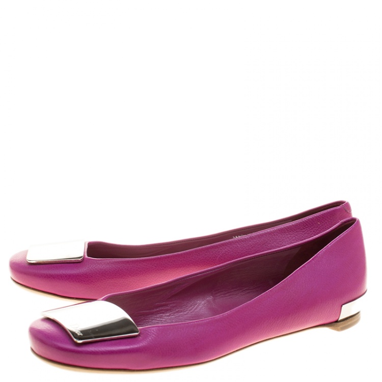 Pre Owned Dior Pink Leather Ballet Flats Size 40