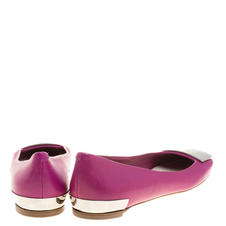 Pre Owned Dior Pink Leather Ballet Flats Size 40