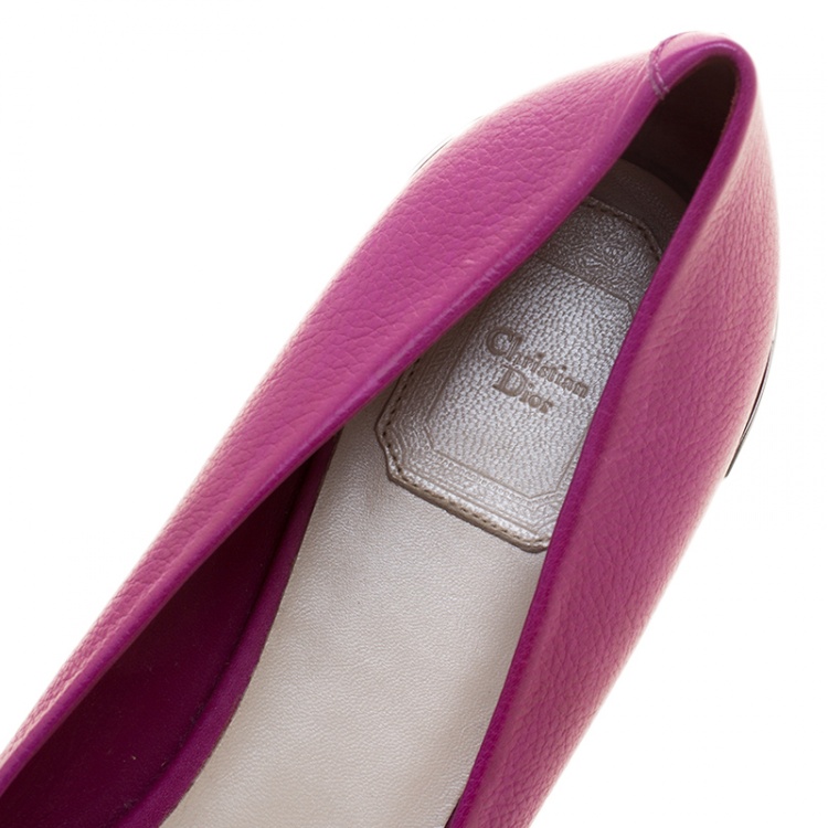 Pre Owned Dior Pink Leather Ballet Flats Size 40