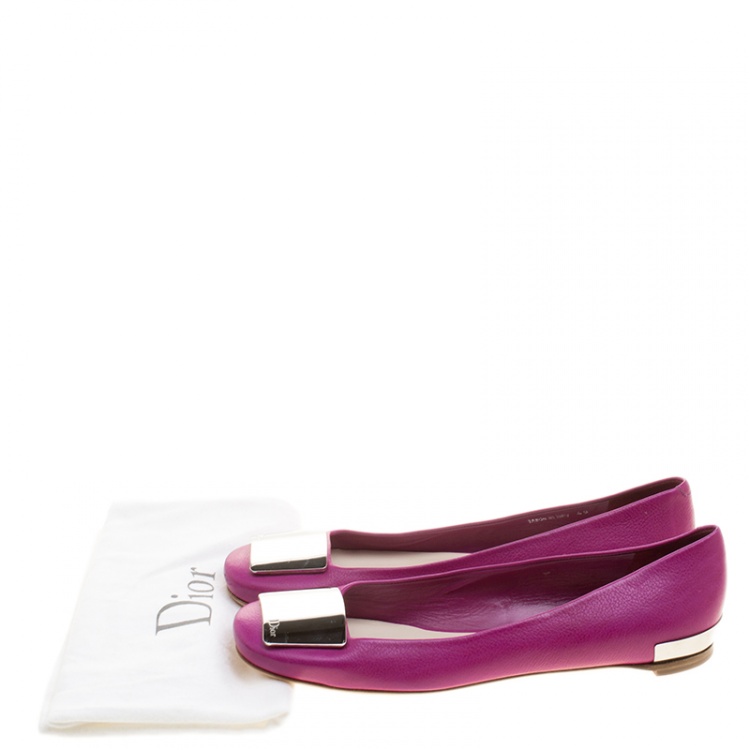 Pre Owned Dior Pink Leather Ballet Flats Size 40