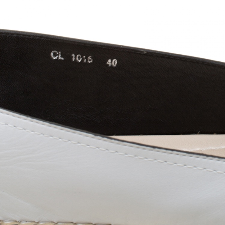 مملوكة مسبقًا Dior White Laser Cut Floral Embellished Leather Flore Espadrilles Size 40