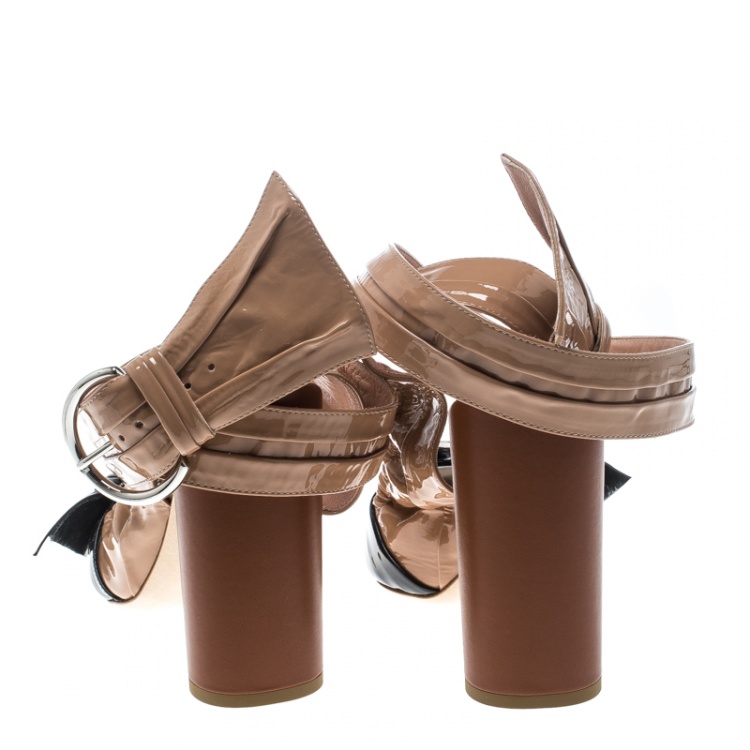Pre Owned Dior Multicolor Patent Leather Conquest Buckle Detail Ankle Wrap Sandals Size 39