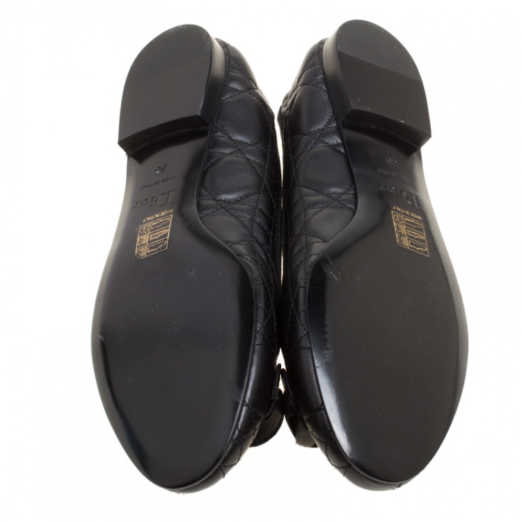Pre Owned Christian Dior Black Quilted Cannage Leather My Dior Ballet Flats Size 39
