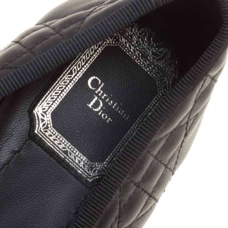 Pre Owned Christian Dior Black Quilted Cannage Leather My Dior Ballet Flats Size 39