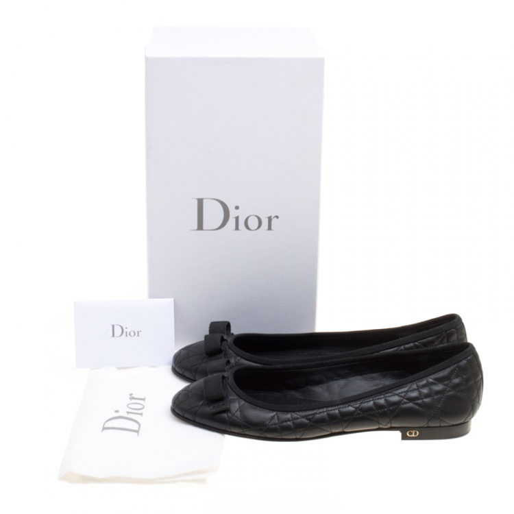 Pre Owned Christian Dior Black Quilted Cannage Leather My Dior Ballet Flats Size 39