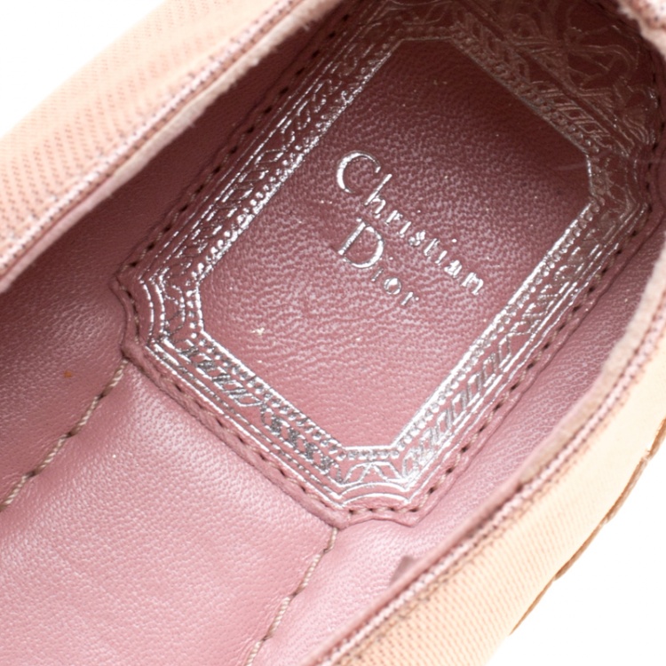 مملوكة مسبقًا Dior Crepè Pink Floral Embellished Canvas Espadrille Loafers Size 38