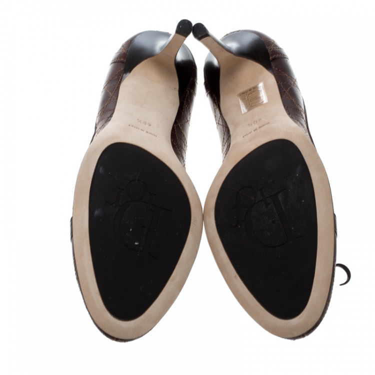 Pre Owned Dior Brown Cannage Leather Pumps Size 40.5