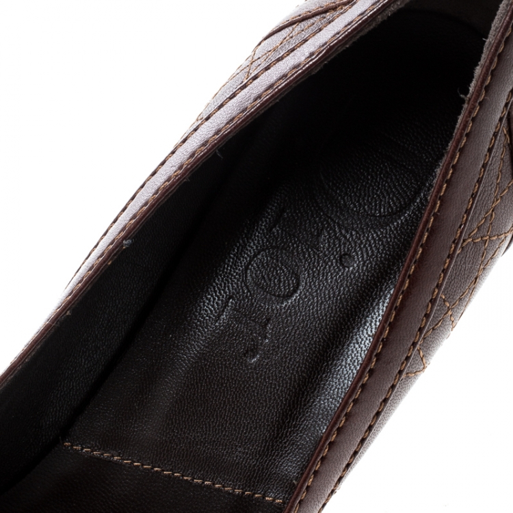 Pre Owned Dior Brown Cannage Leather Pumps Size 40.5