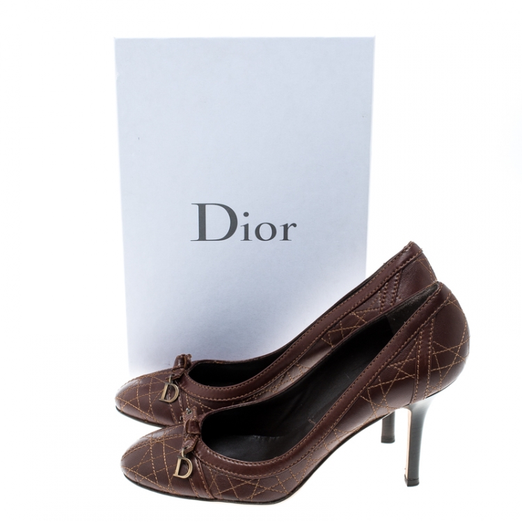 Pre Owned Dior Brown Cannage Leather Pumps Size 40.5