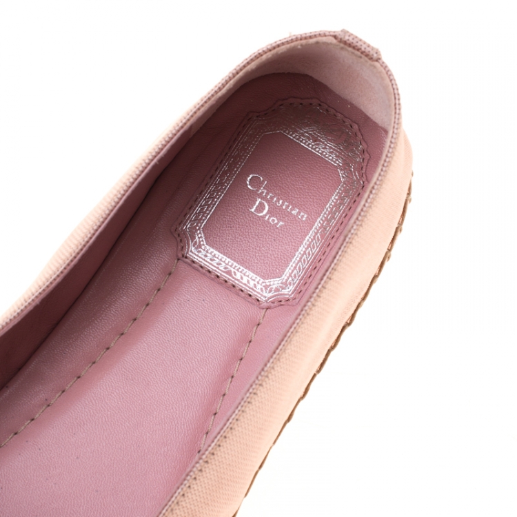 Pre Owned Dior Pink Floral Embellished Canvas Espadrille Loafers Size 38