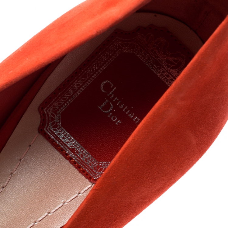 Pre Owned Dior Orange Suede Pointed Toe Pumps Size 39