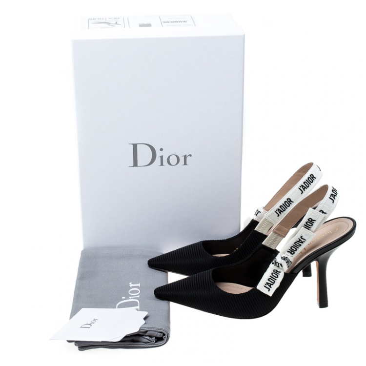 Pre Owned Dior Black Fabric J'adior Slingback Pointed Toe Sandals Size 38.5