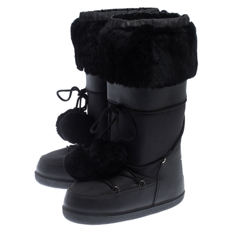 Pre Owned Dior Black Fabric Moon Boots Size 43