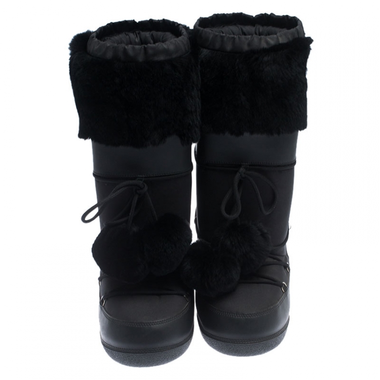Pre Owned Dior Black Fabric Moon Boots Size 43