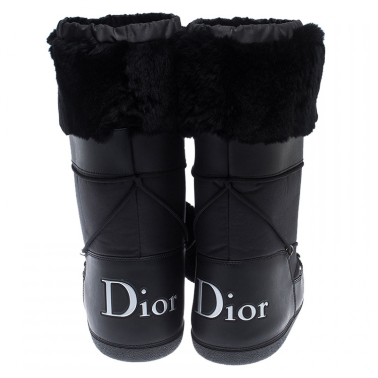 Pre Owned Dior Black Fabric Moon Boots Size 43
