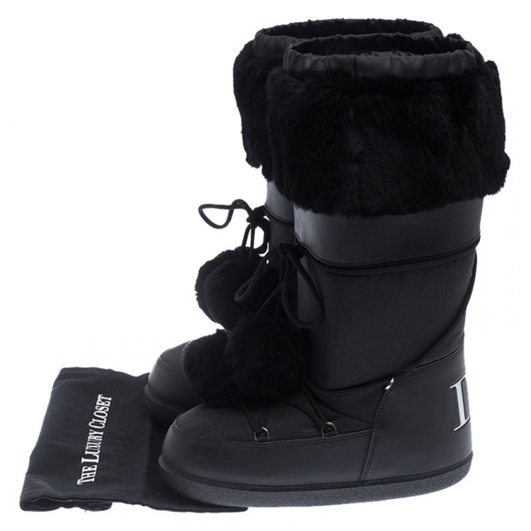 Pre Owned Dior Black Fabric Moon Boots Size 43
