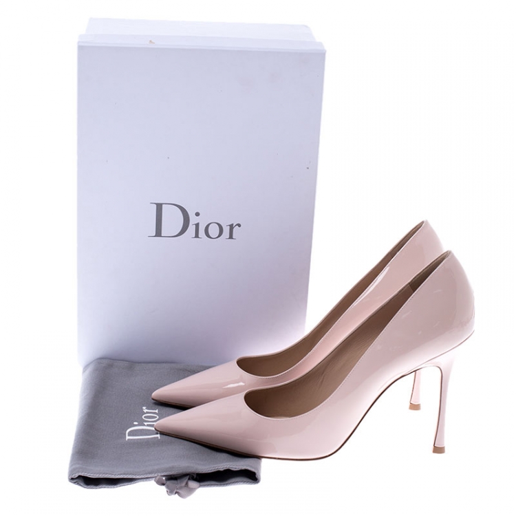 Pre Owned Dior Beige Patent Leather Pointed Toe Pumps Size 40