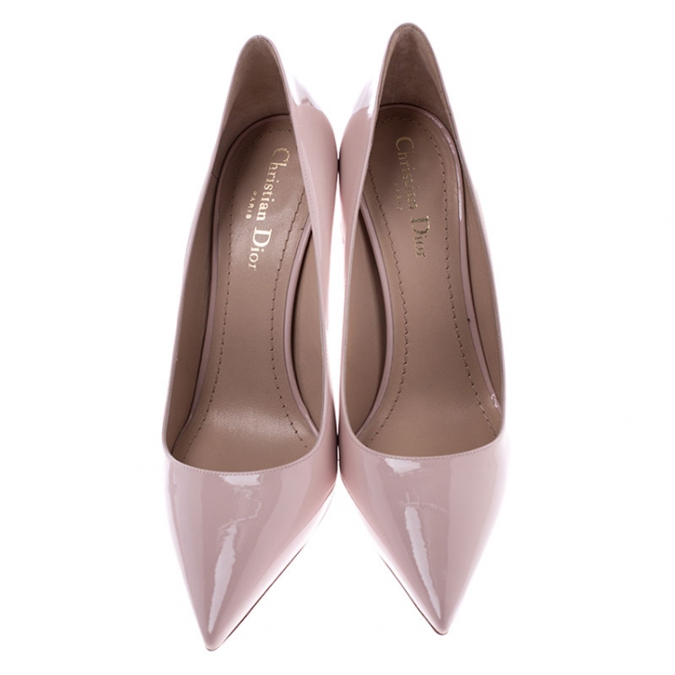 Pre Owned Dior Beige Patent Leather Pointed Toe Pumps Size 40