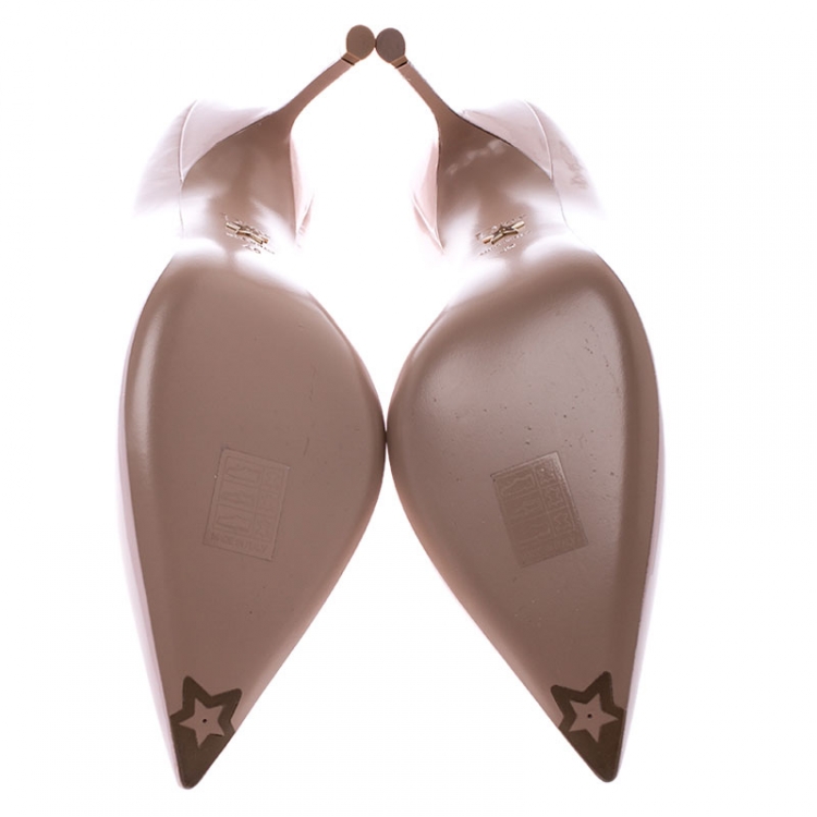 Pre Owned Dior Beige Patent Leather Pointed Toe Pumps Size 40