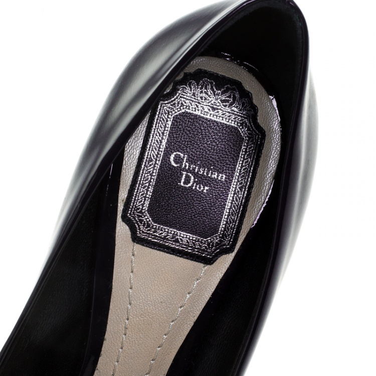 Pre Owned Dior Navy Blue Patent Leather Pumps Size 38