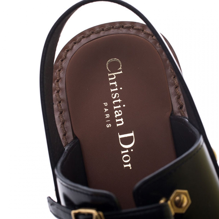Pre Owned Dior Black Leather Wildior Flat Sandals Size 39