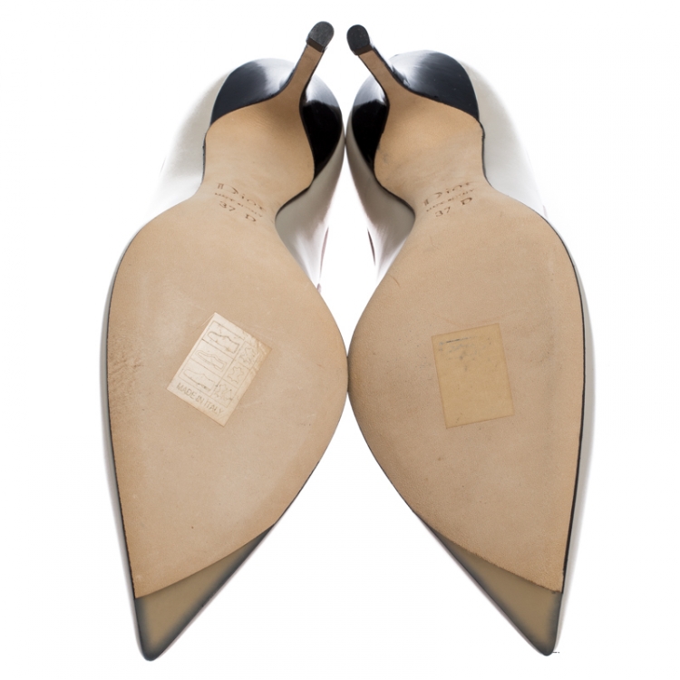 Pre Owned Dior Tricolor Leather And Patent Leather Pointed Toe Pumps Size 37