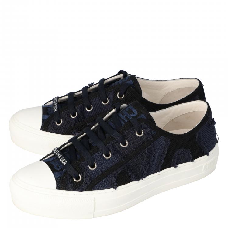 Pre Owned Dior Deep Blue Camo Canvas Walk'n'Dior Low-Top Sneakers Size 39