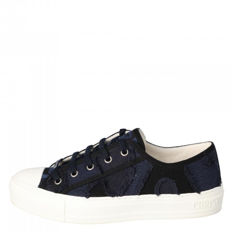 Pre Owned Dior Deep Blue Camo Canvas Walk'n'Dior Low-Top Sneakers Size 39