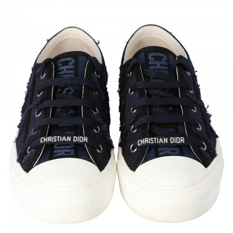 Pre Owned Dior Deep Blue Camo Canvas Walk'n'Dior Low-Top Sneakers Size 39