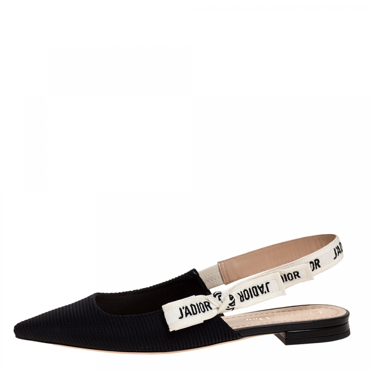 Pre Owned Dior Black Fabric J’adior Slingback Flats Sandals Size 37