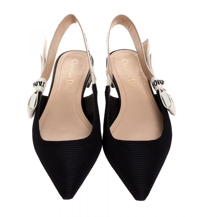 Pre Owned Dior Black Fabric J’adior Slingback Flats Sandals Size 37
