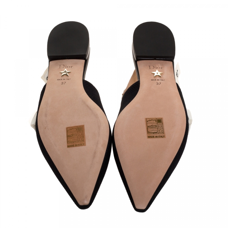 Pre Owned Dior Black Fabric J’adior Slingback Flats Sandals Size 37