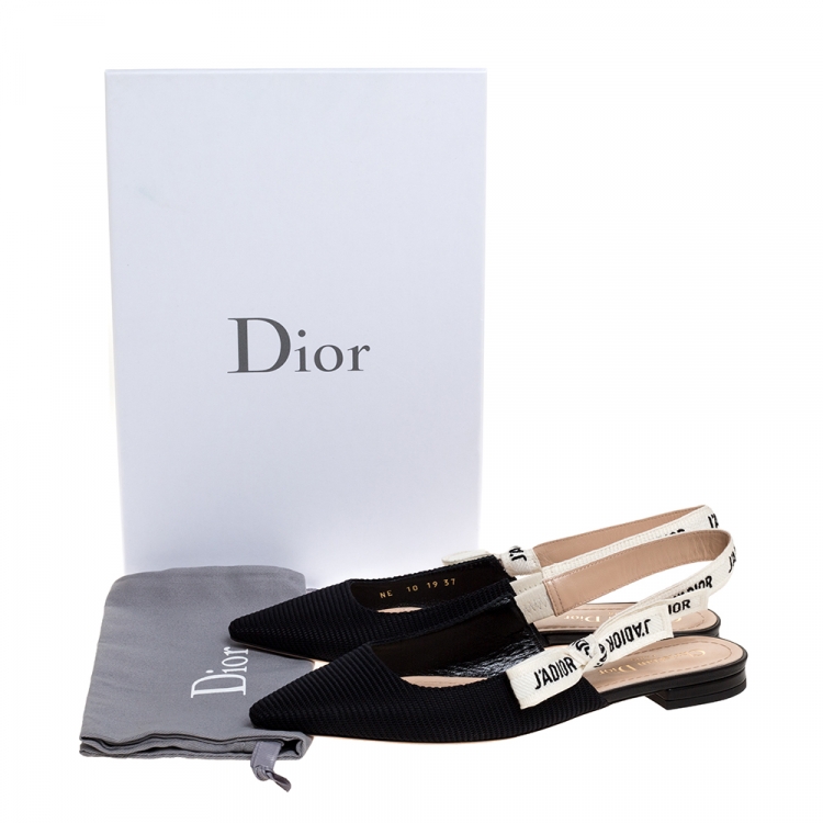 Pre Owned Dior Black Fabric J’adior Slingback Flats Sandals Size 37