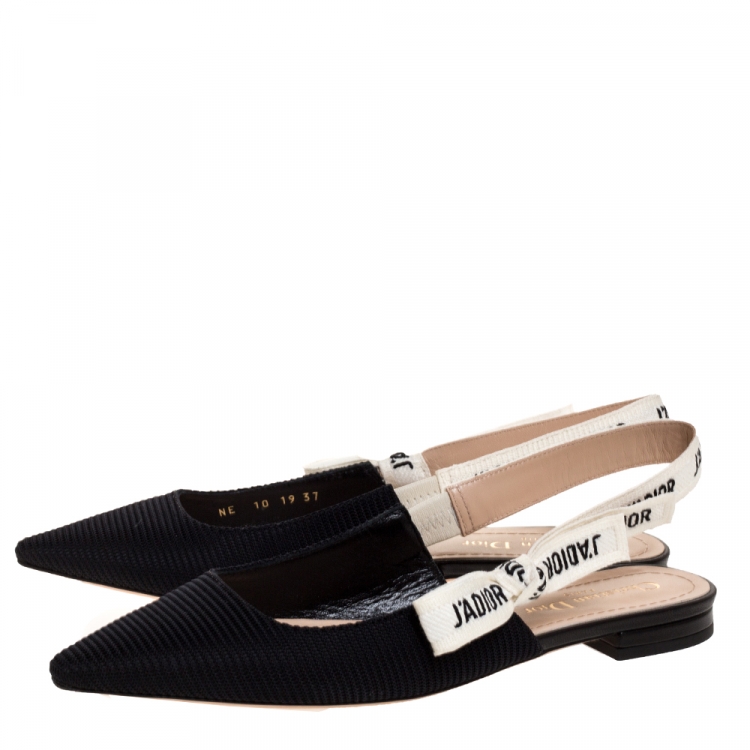 Pre Owned Dior Black Fabric J’adior Slingback Flats Sandals Size 37