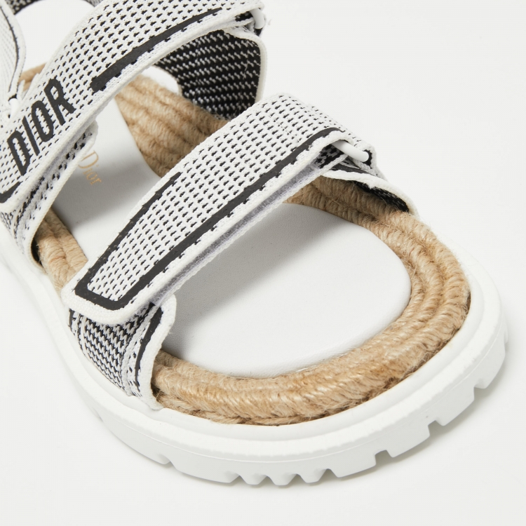 Pre Owned Dior White/Black Canvas DiorAct Sandals Size 39