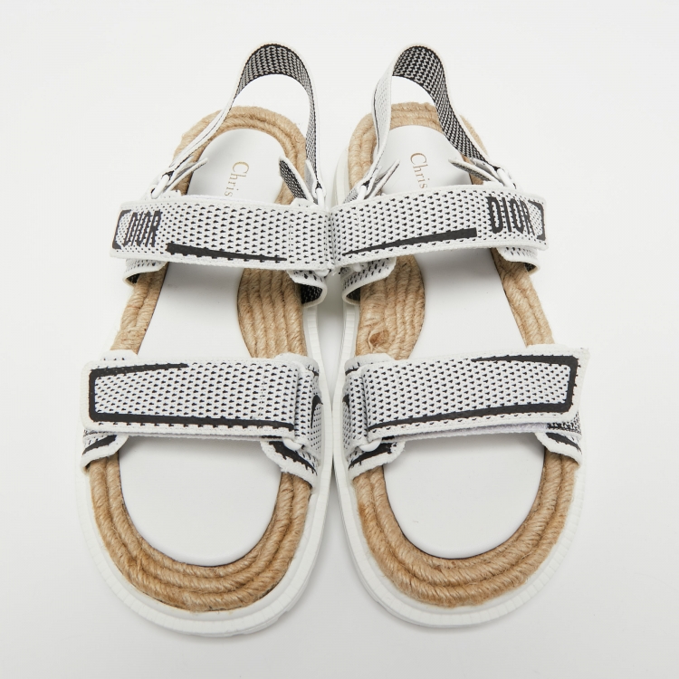 Pre Owned Dior White/Black Canvas DiorAct Sandals Size 39